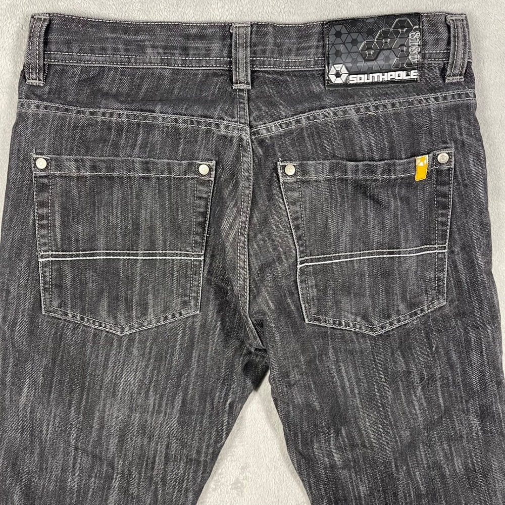 Southpole Jeans Men 32 31x29 Acid Washed Black Straight Leg Denim Streetwear Y2K - Picture 11 of 13